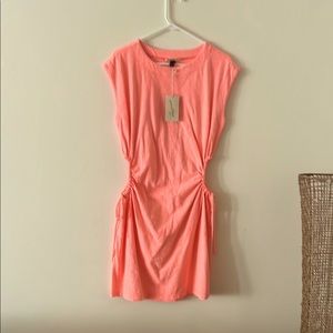 Universal thread knee length Coral Ruched Women's Dress